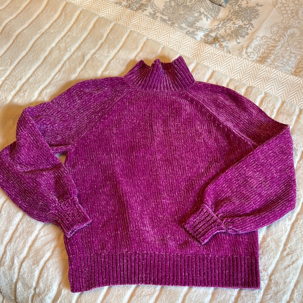 LOFT Purple Cowl Neck Sweater Cozy Knit